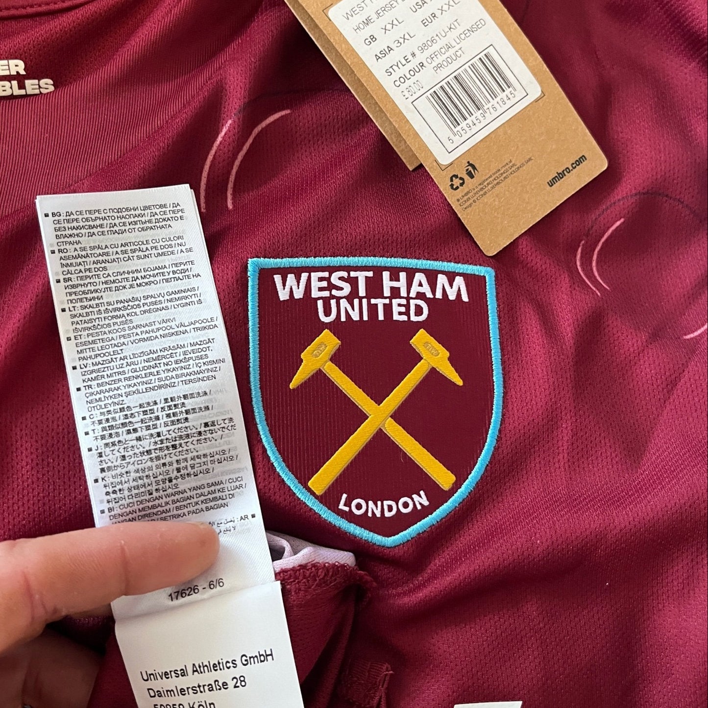 Wes Ham 2023/24 Home XXL Bowen 20