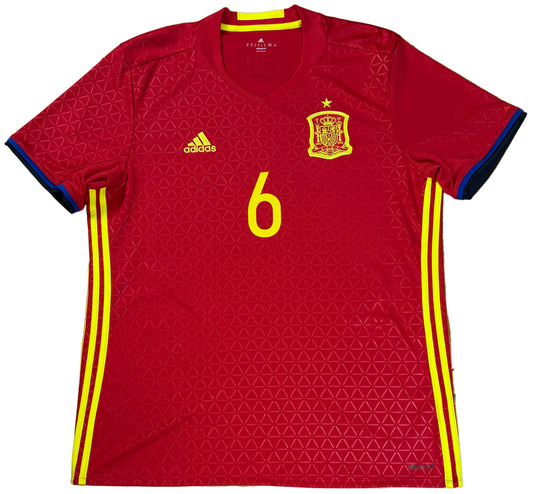 Spain 2016 Home Adidas Football Shirt Extra Large Iniesta 6