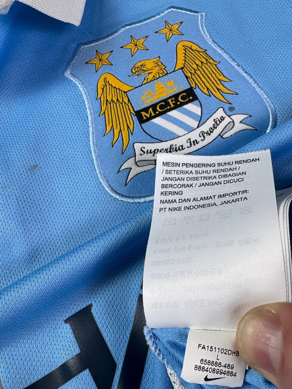 Manchester City 2015/16 Home Nike Football Shirt Large