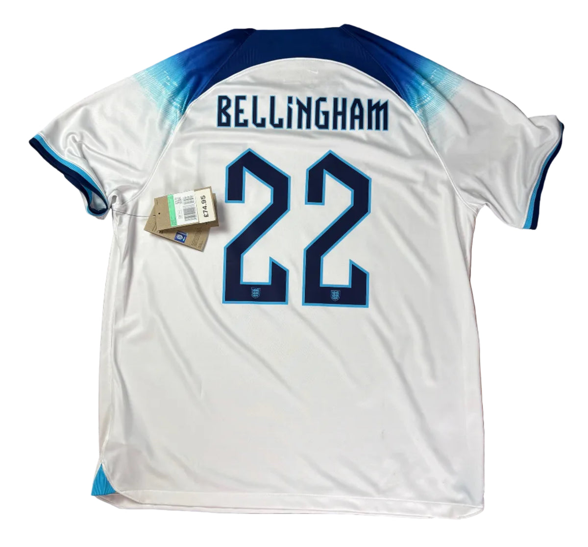 England 2022/23 Home Nike Football Shirt Extra Large Bellingham 22