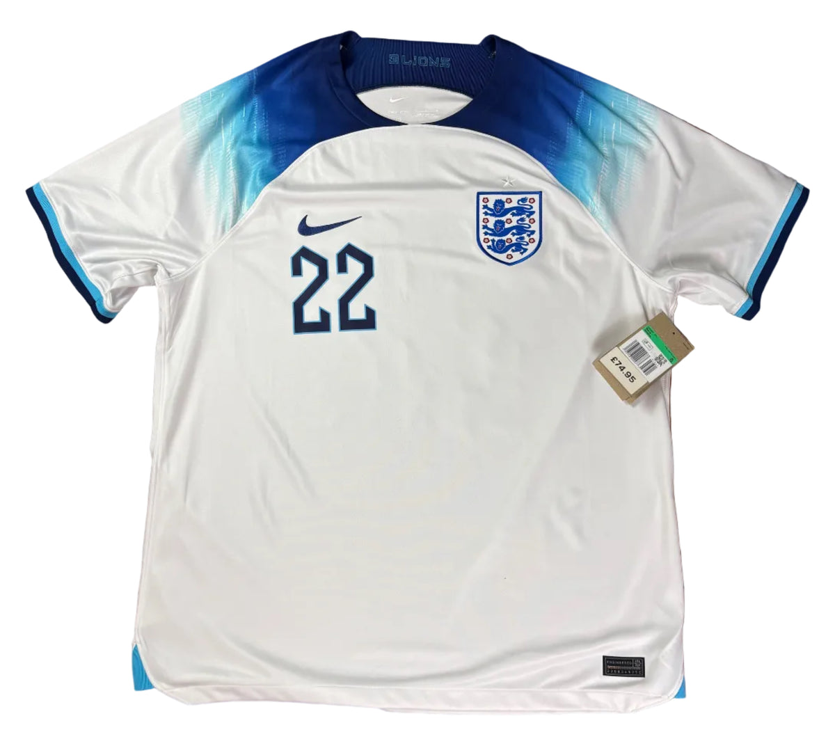 England 2022/23 Home Nike Football Shirt Extra Large Bellingham 22