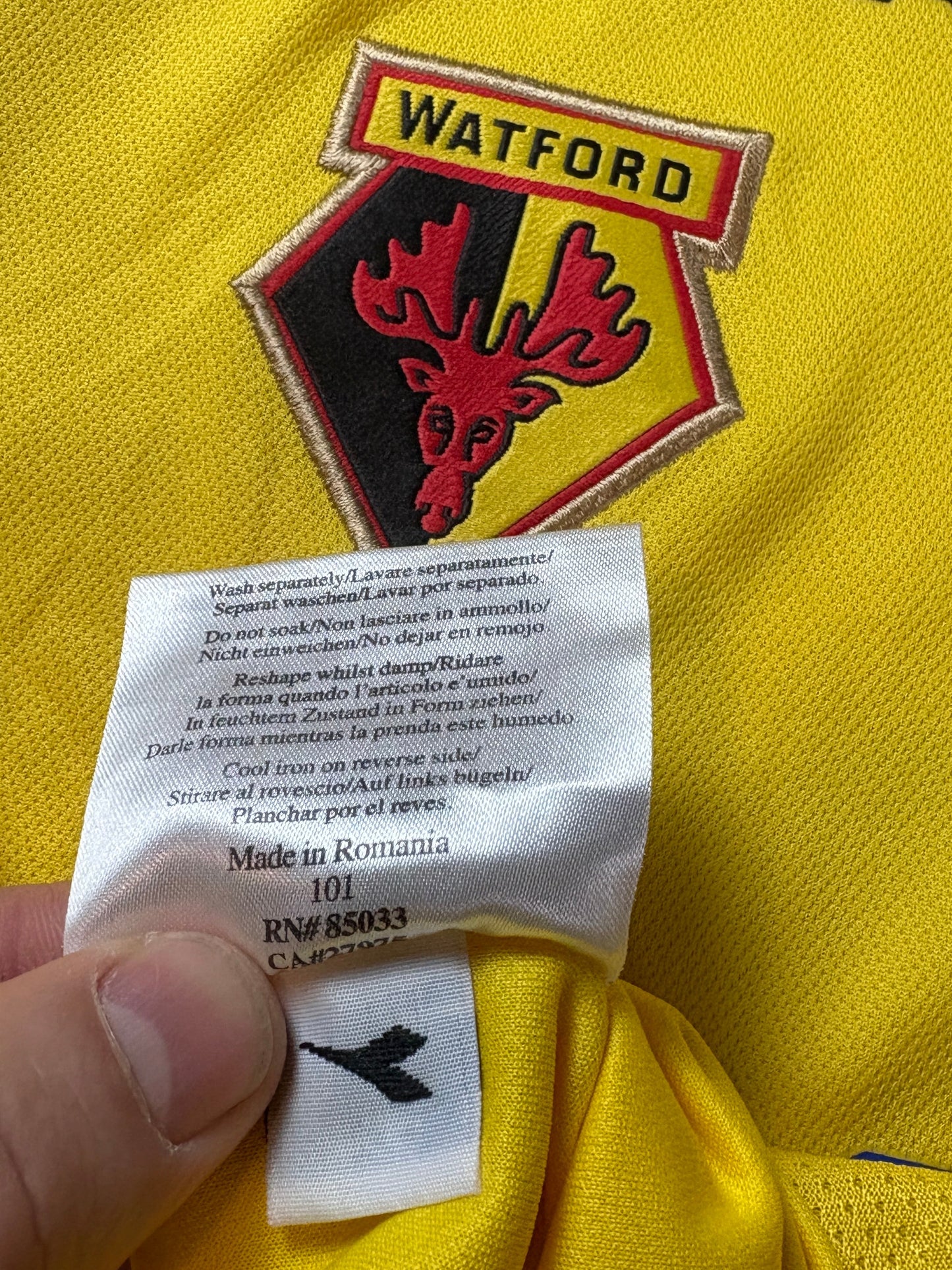 Watford 2007/08 Home Diadora Football Shirt Extra Large