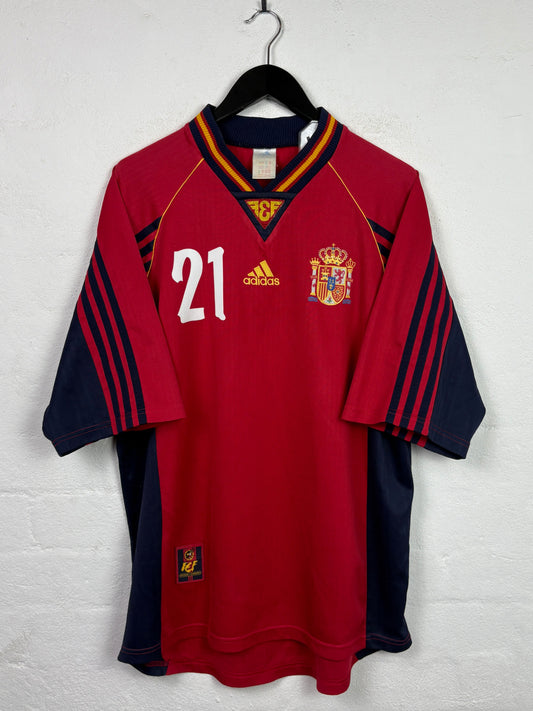 Spain 1998 Home Adidas Football Shirt L Luis Enrique 21