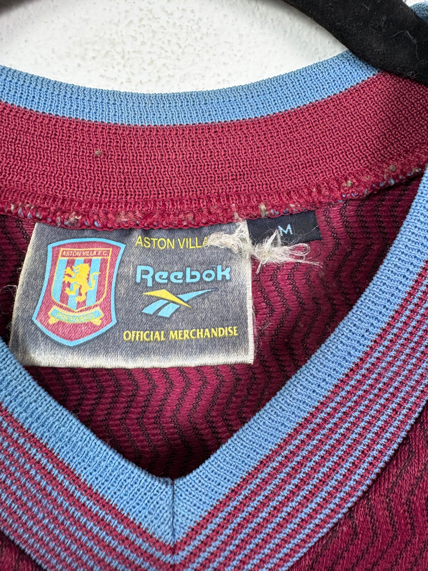 Aston Villa 1997/98 Home Reebok Football Shirt M (Long Sleeve) Joachim 12