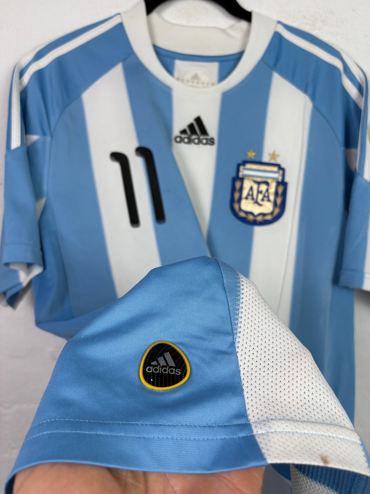 Argentina 2010 Home Adidas Football Shirt M Tevez 11