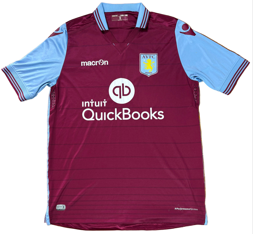 Aston Villa 2015/16 Home Macron Football Shirt Large Agbonlahor 11
