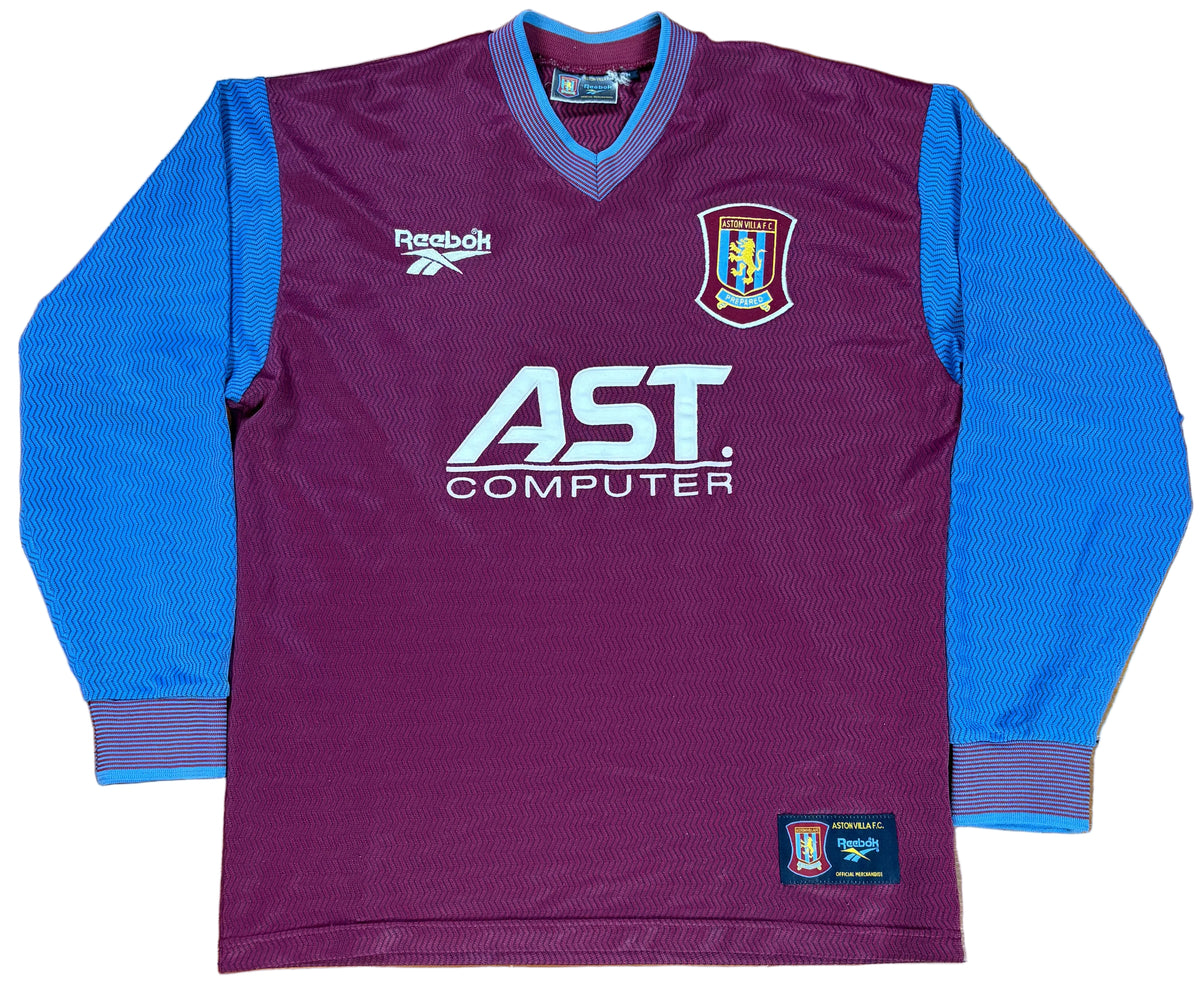 Aston Villa 1997/98 Home Reebok Football Shirt Medium Joachim 12