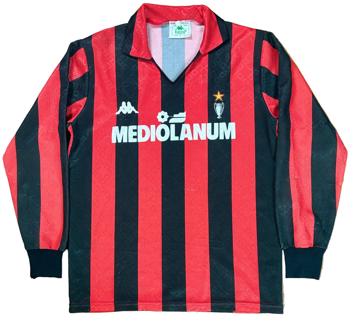Ac Milan 1989/90 Home Kappa Football Shirt Small Longsleeve