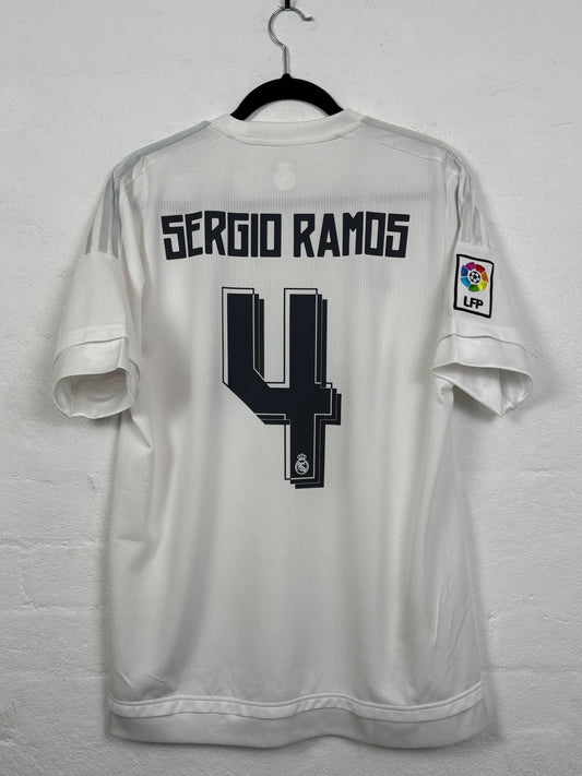 Real Madrid 2015/16 Home Adidas Football Shirt L Sergio Ramos 4