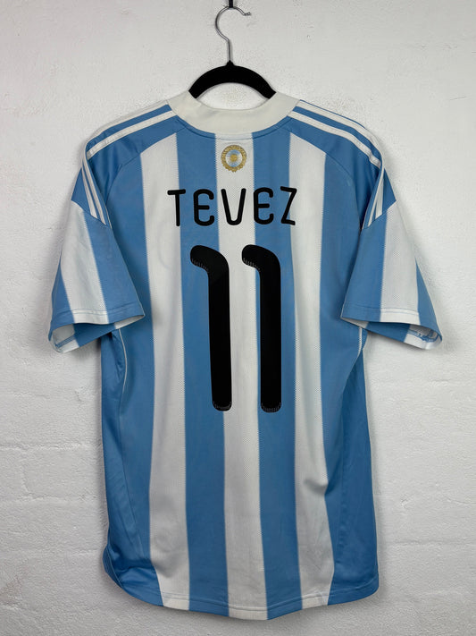 Argentina 2010 Home Adidas Football Shirt M Tevez 11