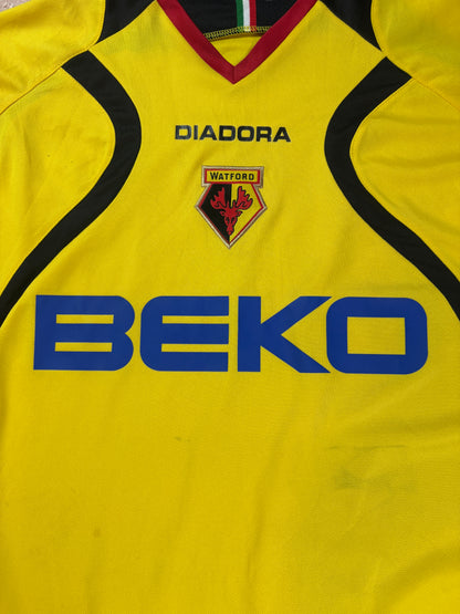 Watford 2007/08 Home Diadora Football Shirt Extra Large