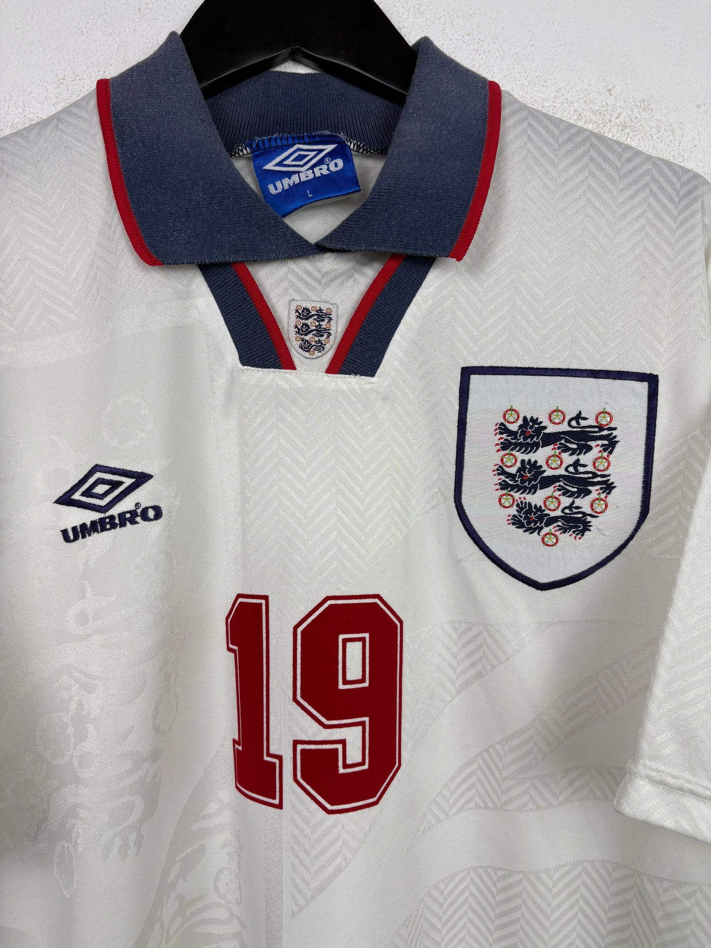 England 1994 Home Umbro Football Shirt L Gascoine 19