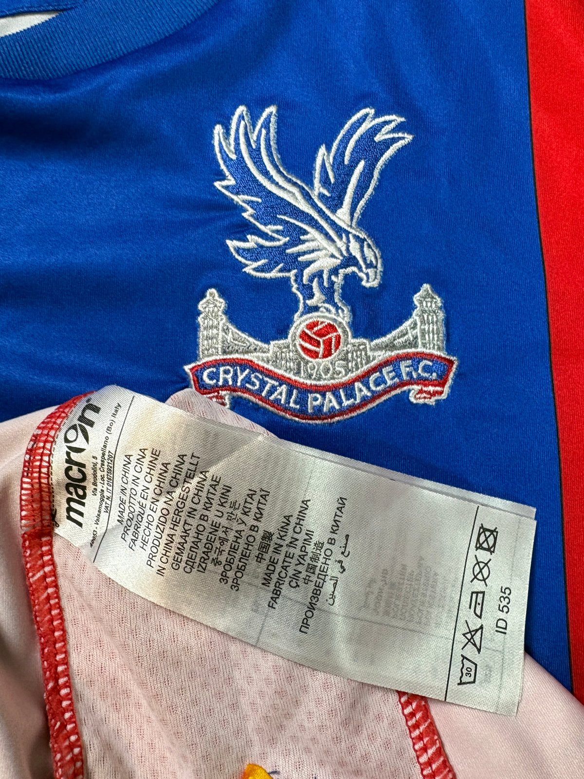 Crystal Palace 2016/17 Home Macron Football Shirt Medium