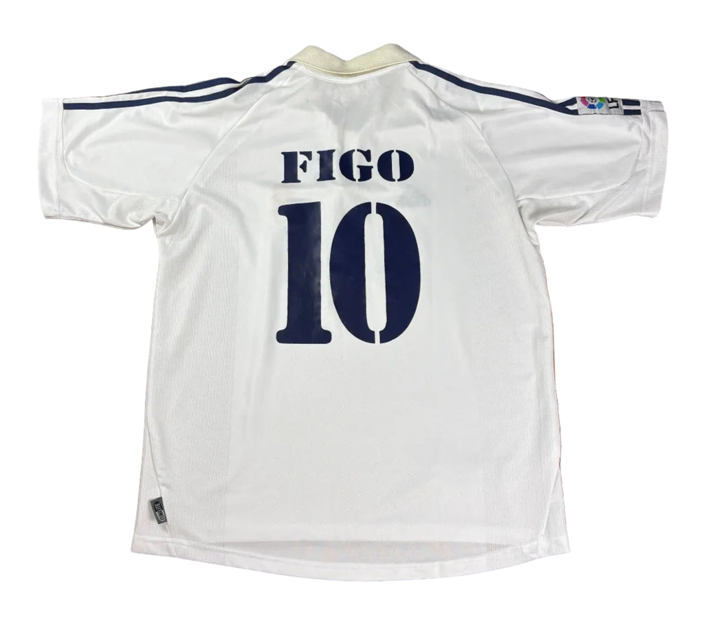 Real Madrid 2001/02 Home Adidas Football Shirt Large Figo 10