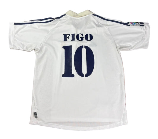 Real Madrid 2001/02 Home Adidas Football Shirt Large Figo 10