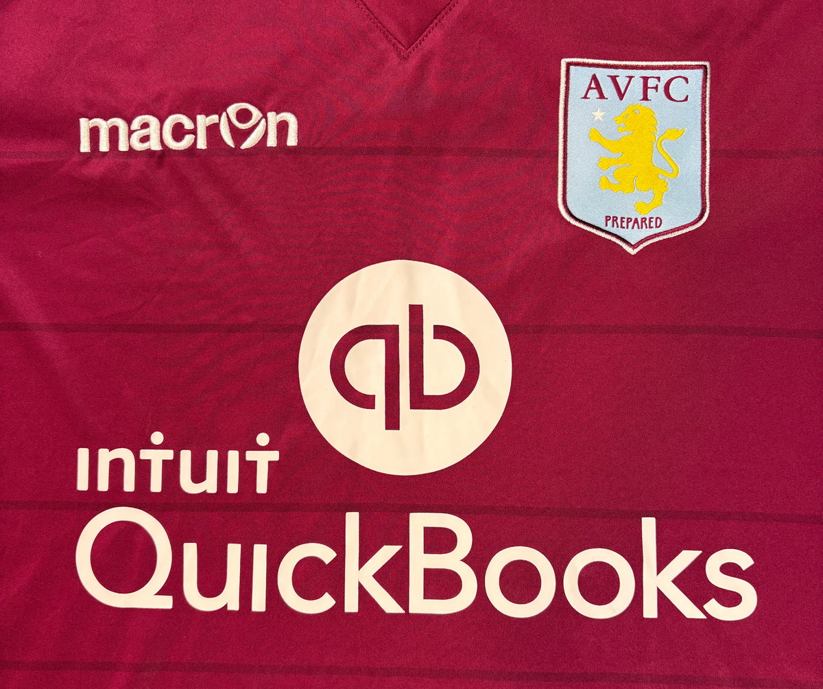 Aston Villa 2015/16 Home Macron Football Shirt Large Agbonlahor 11