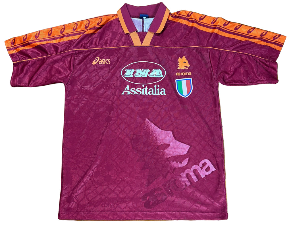 As Roma 1995/96 Home Asics Football Shirt Large