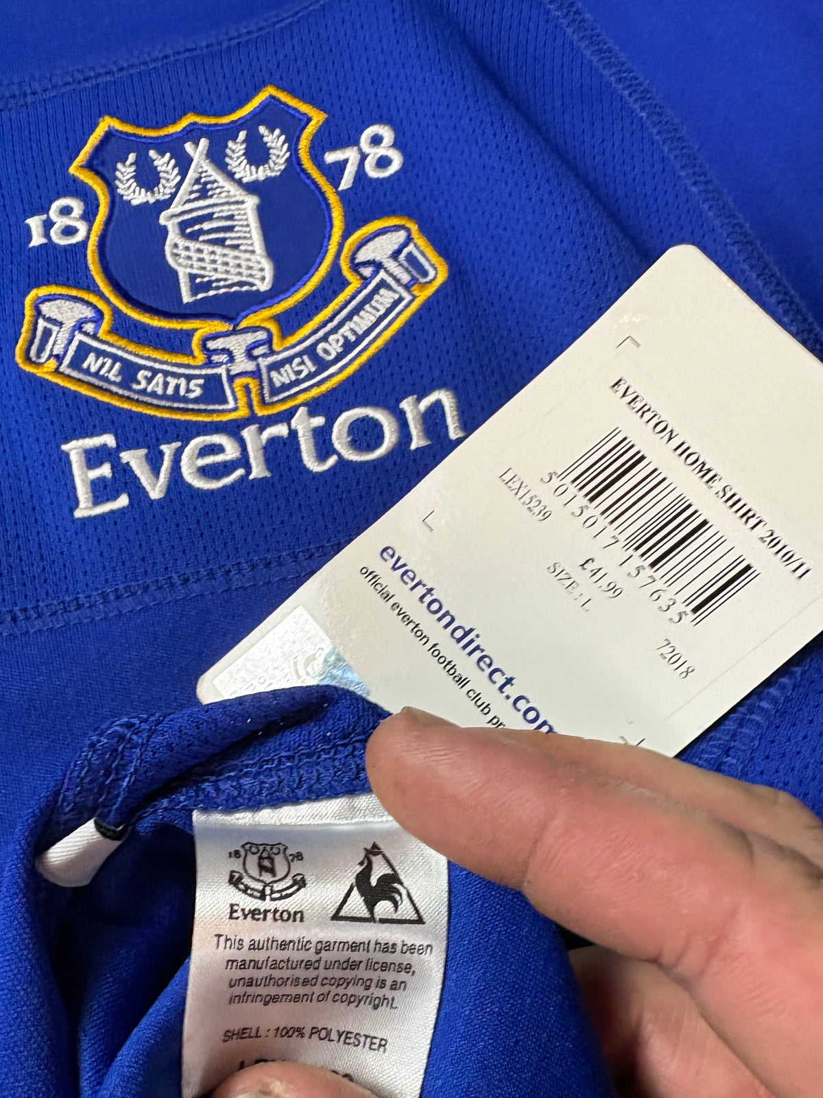 Everton 2010/11 Home Le Coq Sportif Football Shirt Large