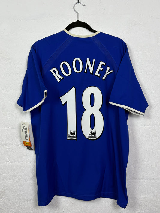 Everton 2003/04 Home Puma Football Shirt L	Rooney 18