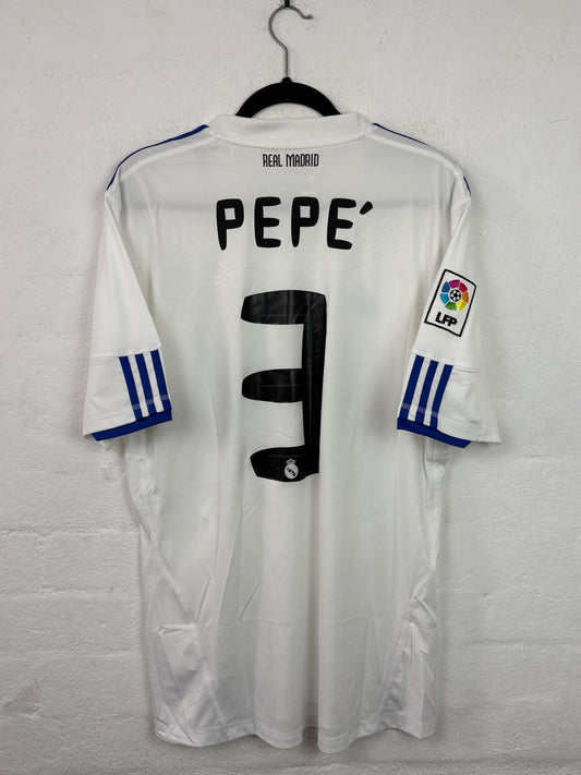 Real Madrid 2010/11 Home Adidas Football Shirt L Pepe 3