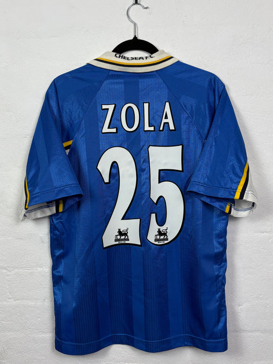 Chelsea 1998/99 Home Umbro Football Shirt L Zola 25