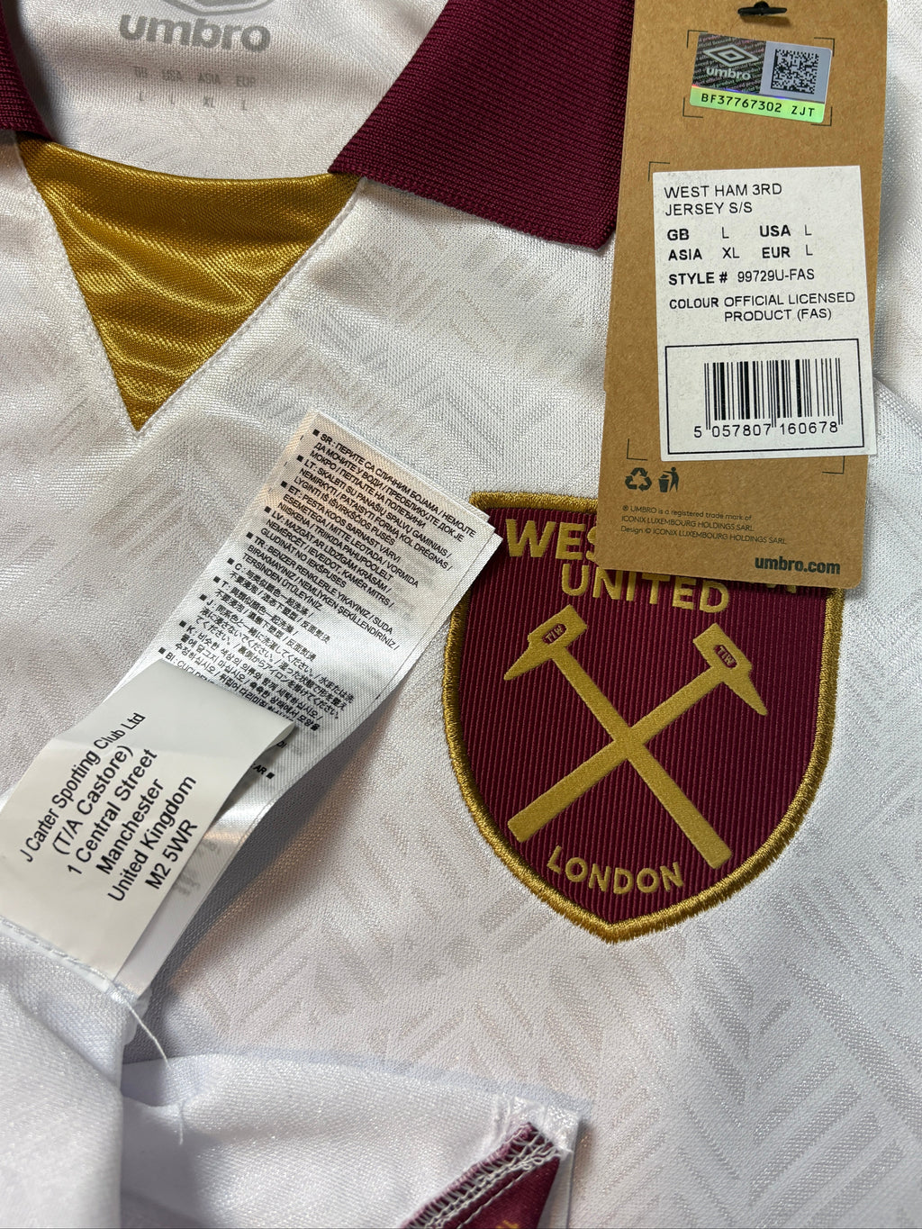 West Ham 2024/25 Away Umbro Football Shirt Large