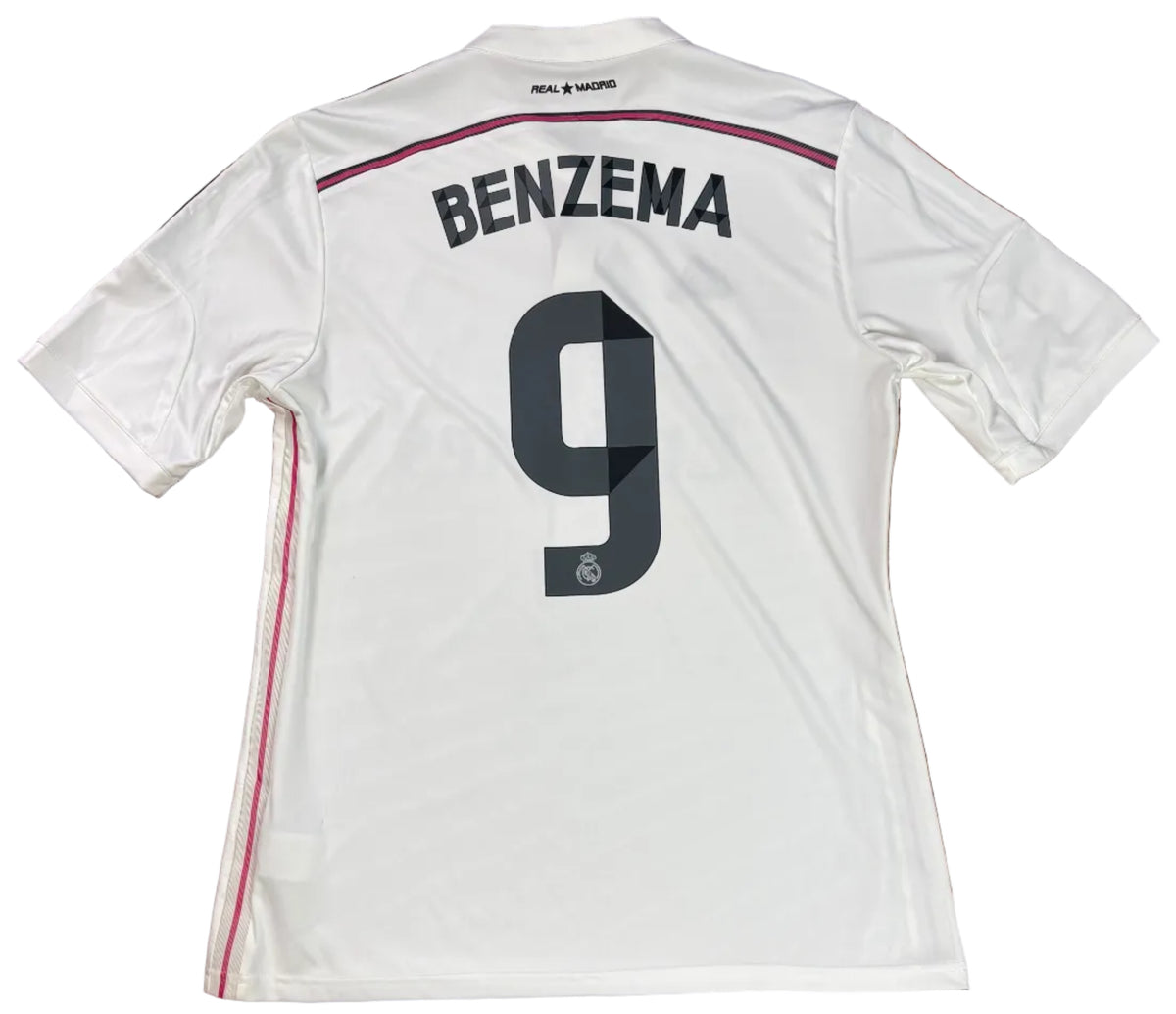 Real Madrid 2014/15 Home Adidas Football Shirt Large Benzema 9