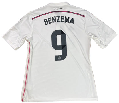 Real Madrid 2014/15 Home Adidas Football Shirt Large Benzema 9