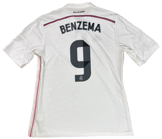 Real Madrid 2014/15 Home Adidas Football Shirt Large Benzema 9