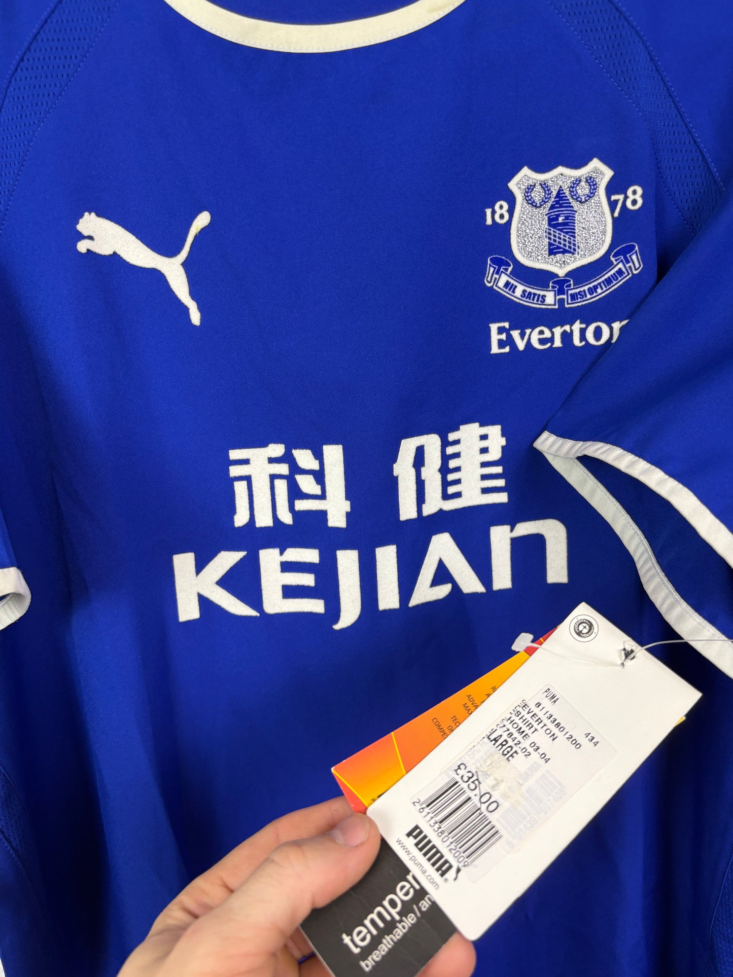 Everton 2003/04 Home Puma Football Shirt L	Rooney 18