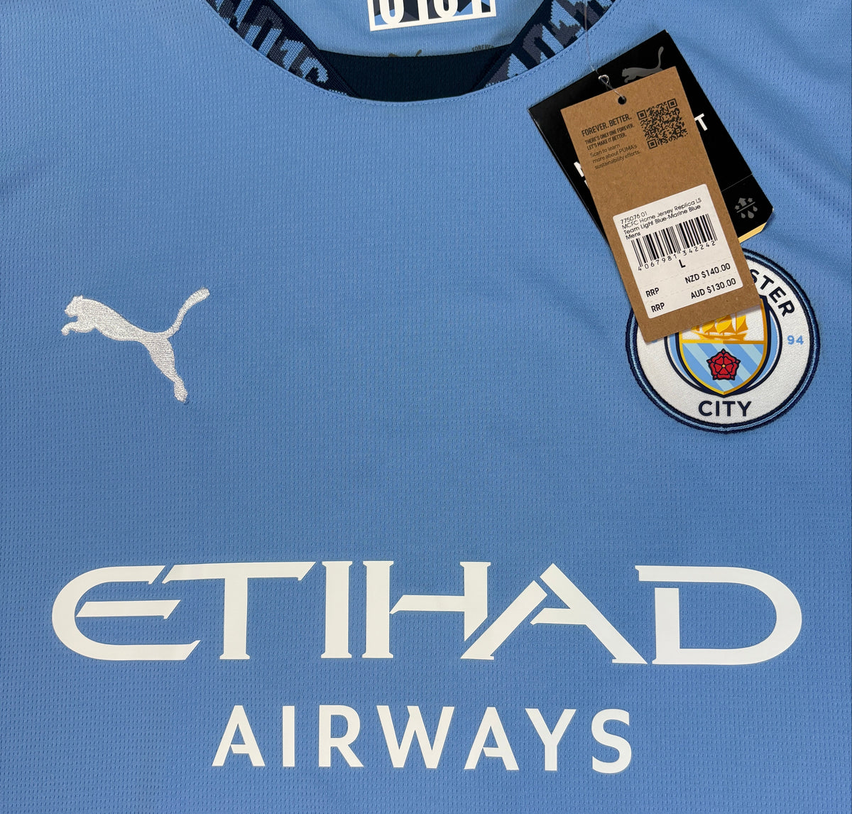 Manchester City 2024/25 Home Puma Football Shirt Large Haaland 9