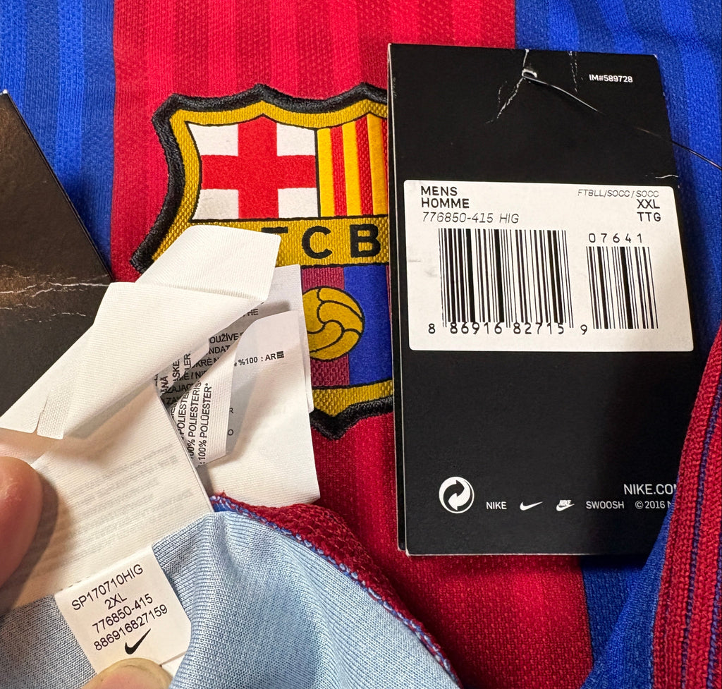 Barcelona 2016/17 Home Nike Football Shirt XXL