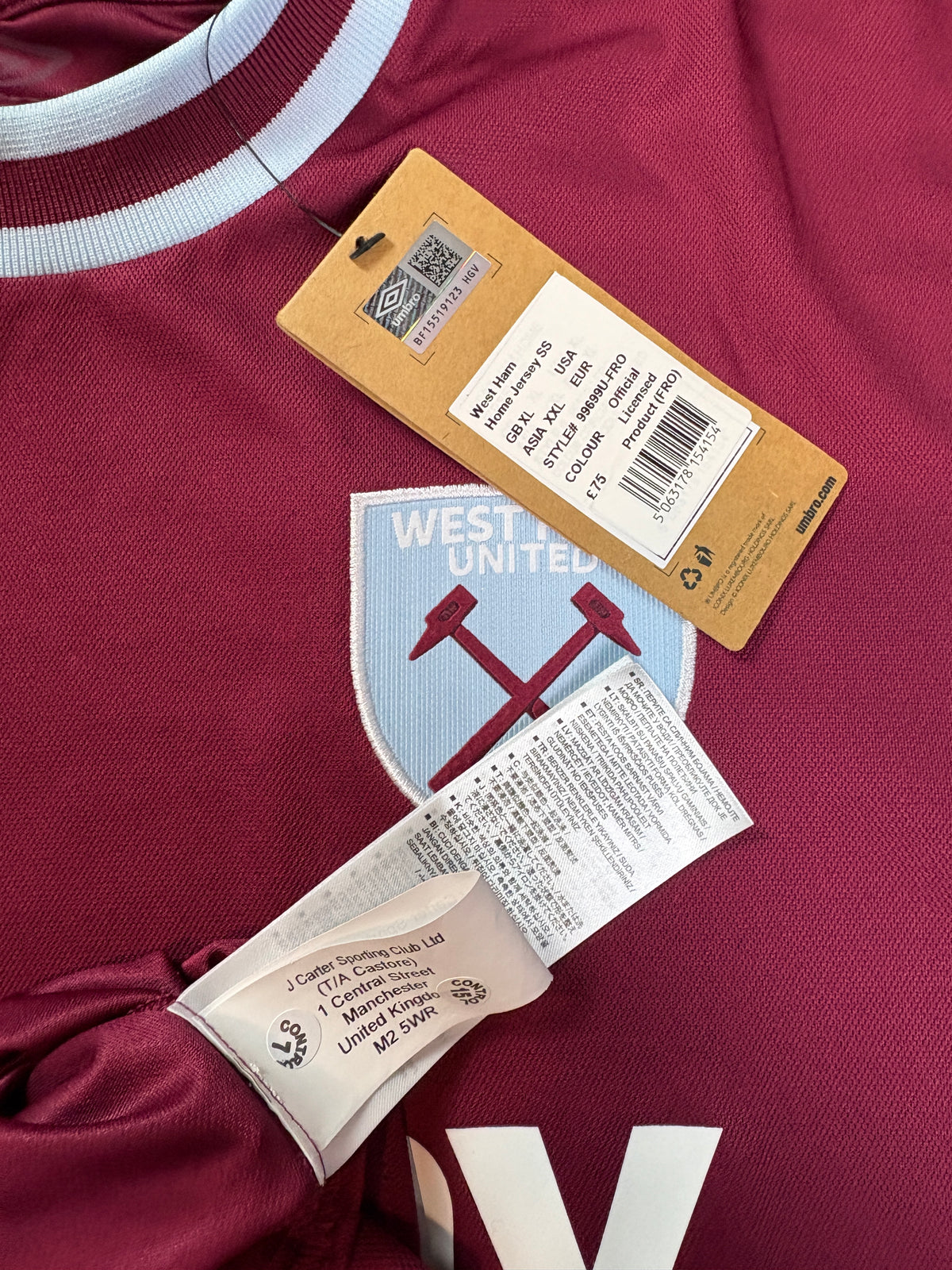 West Ham 2024/25 Home Umbro Football Shirt Extra Large Kudus 14