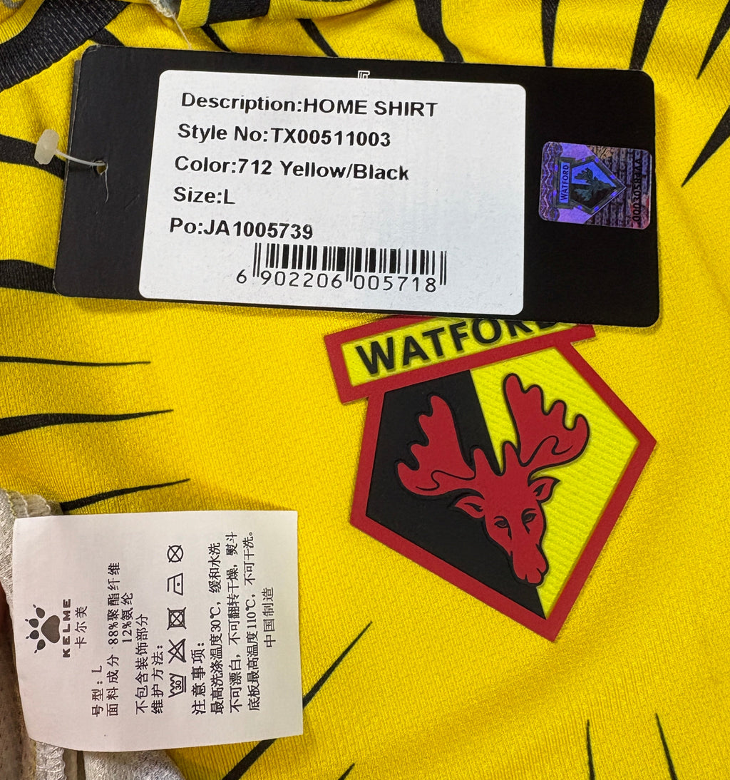 Watford 2020/21 Home Kelme Football Shirt Large