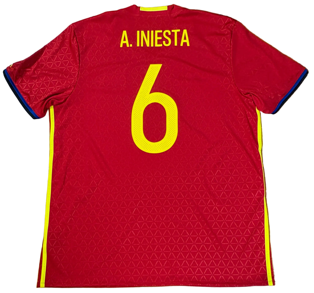 Spain 2016 Home Adidas Football Shirt Extra Large Iniesta 6