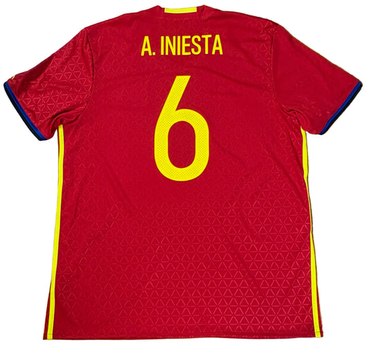 Spain 2016 Home Adidas Football Shirt Extra Large Iniesta 6