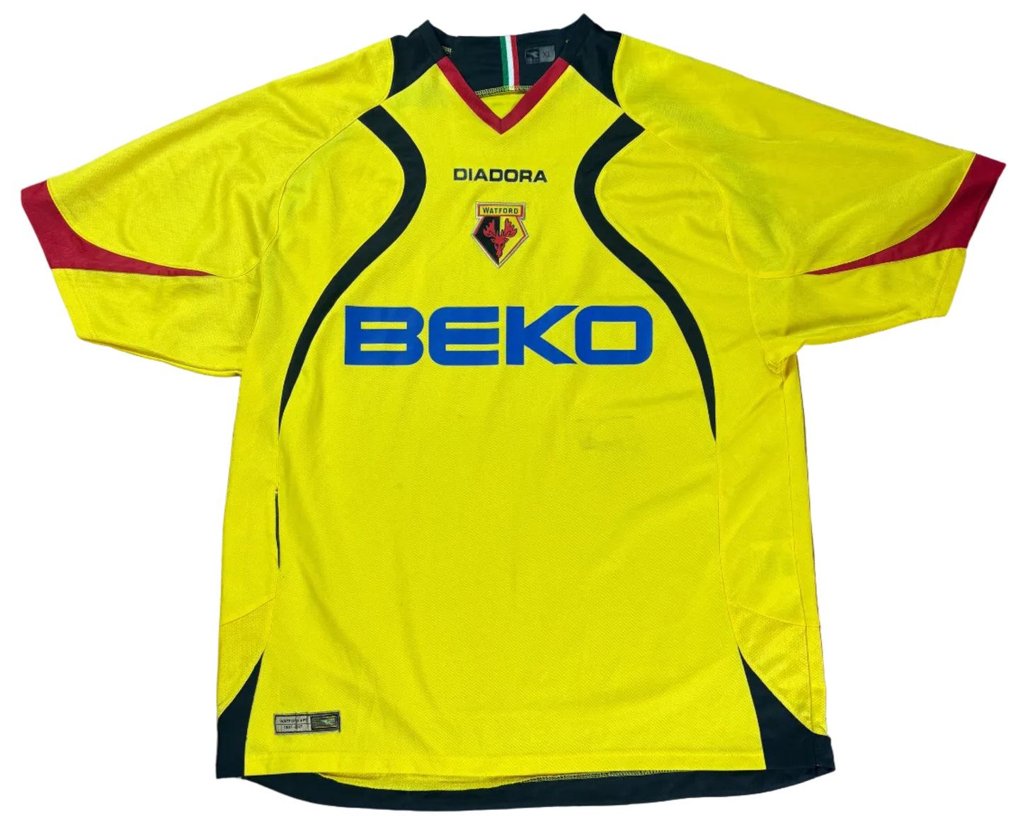 Watford 2007/08 Home Diadora Football Shirt Extra Large